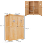 Wooden Garden Shed with Double Door, Shelves and Windows, 127.5x50x164cm