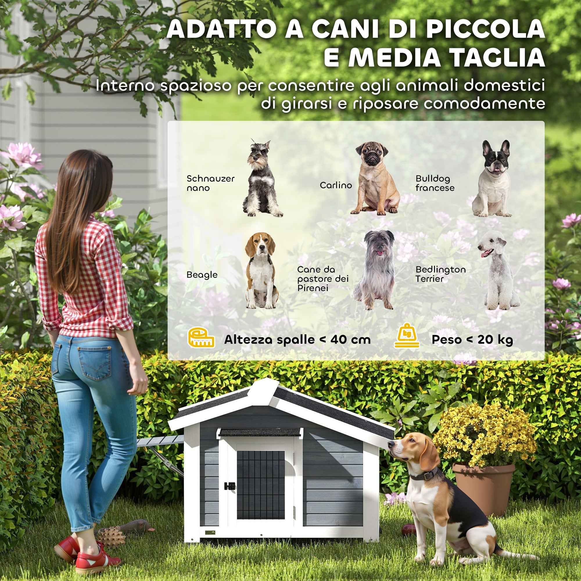 PawHut Dog Kennel Outdoor Wooden Dog House, 98x76x69.5cm