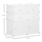 HOMCOM Space-Saving Shoe Cabinet, Plastic Entryway Shoe Rack, Modular Wardrobe for Living Room and Entryways, Shoe Rack, Multipurpose 75x37x73cm, White