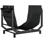 Metal Firewood Rack with Removable Oxford Fabric Carrying Bag, 53x33x43 cm, Black
