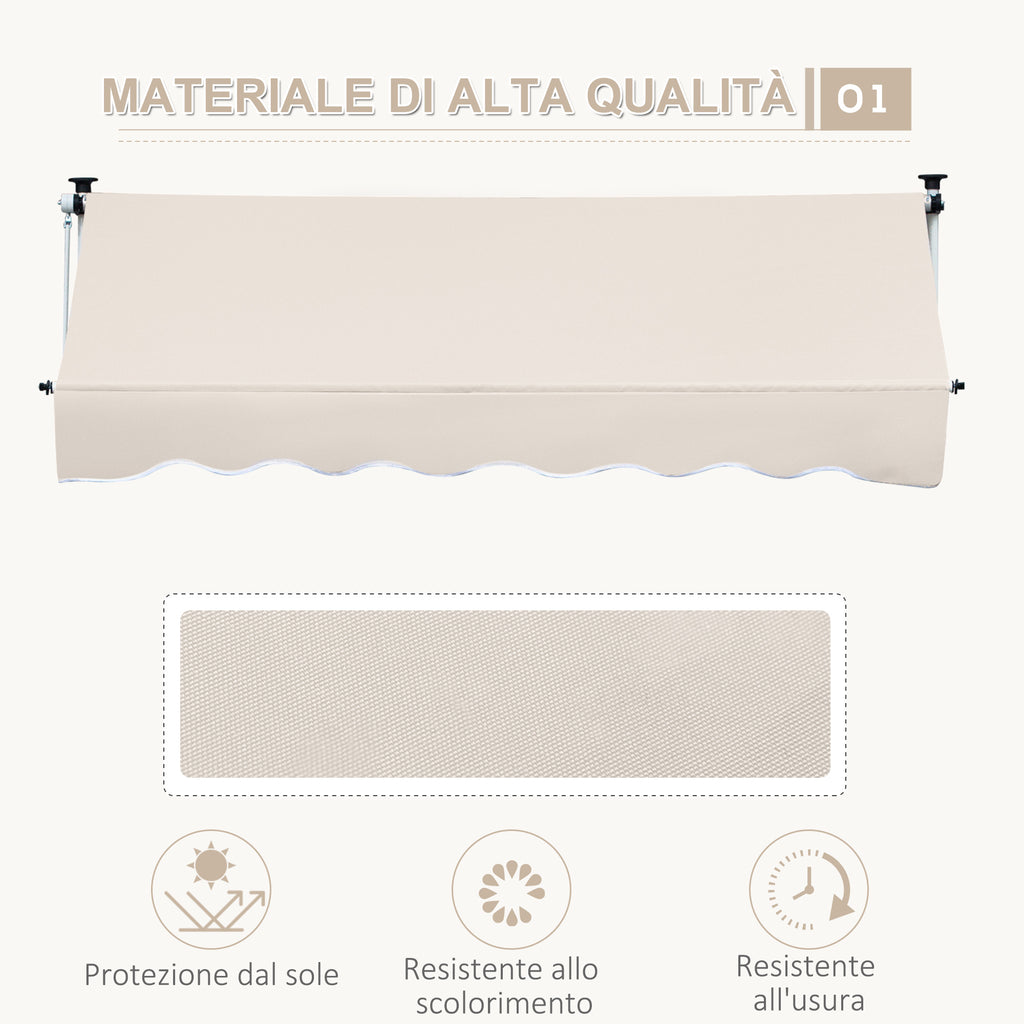 Outsunny 4x1.2m Arm Awning with Crank and Telescopic Structure, Khaki