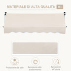 Outsunny 4x1.2m Arm Awning with Crank and Telescopic Structure, Khaki