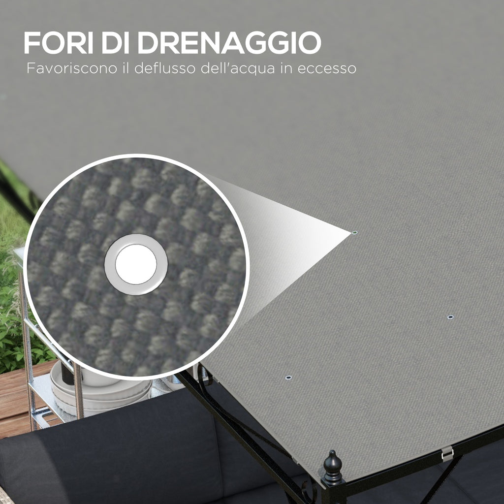 Replacement Cover for Garden Pergola 3x3 m with 16 Drainage Holes, 297x297 cm, Gray