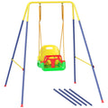Adjustable Children's Garden Swing with Backrest and Barrier, Made of Steel and PP, 128x155x157 cm, Green