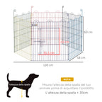 PawHut 6-Panel Metal Dog Gate with Snap Closure, Ø120x60 cm, Multicolour - Borgè