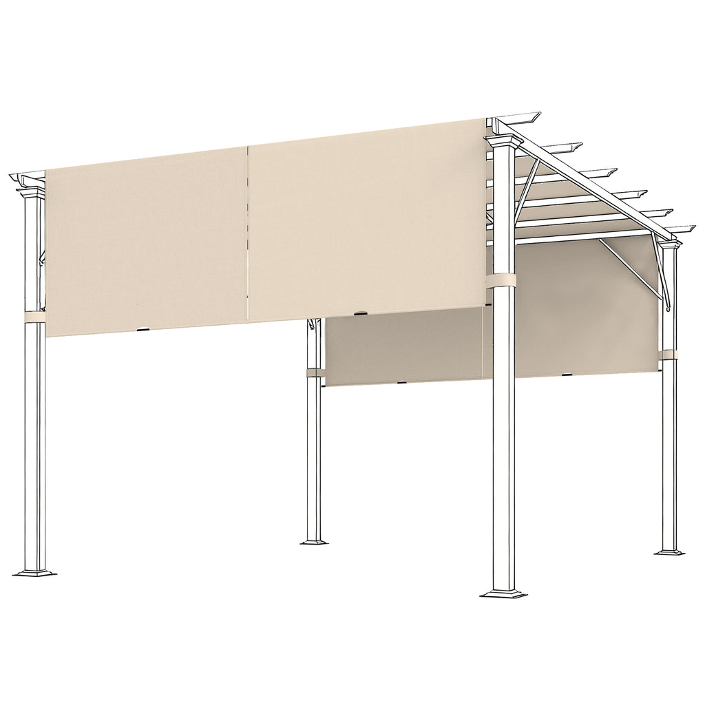 Outsunny 3x3m Polyester Pergola Gazebo Cover with Pockets and Straps, 488x122cm, Khaki