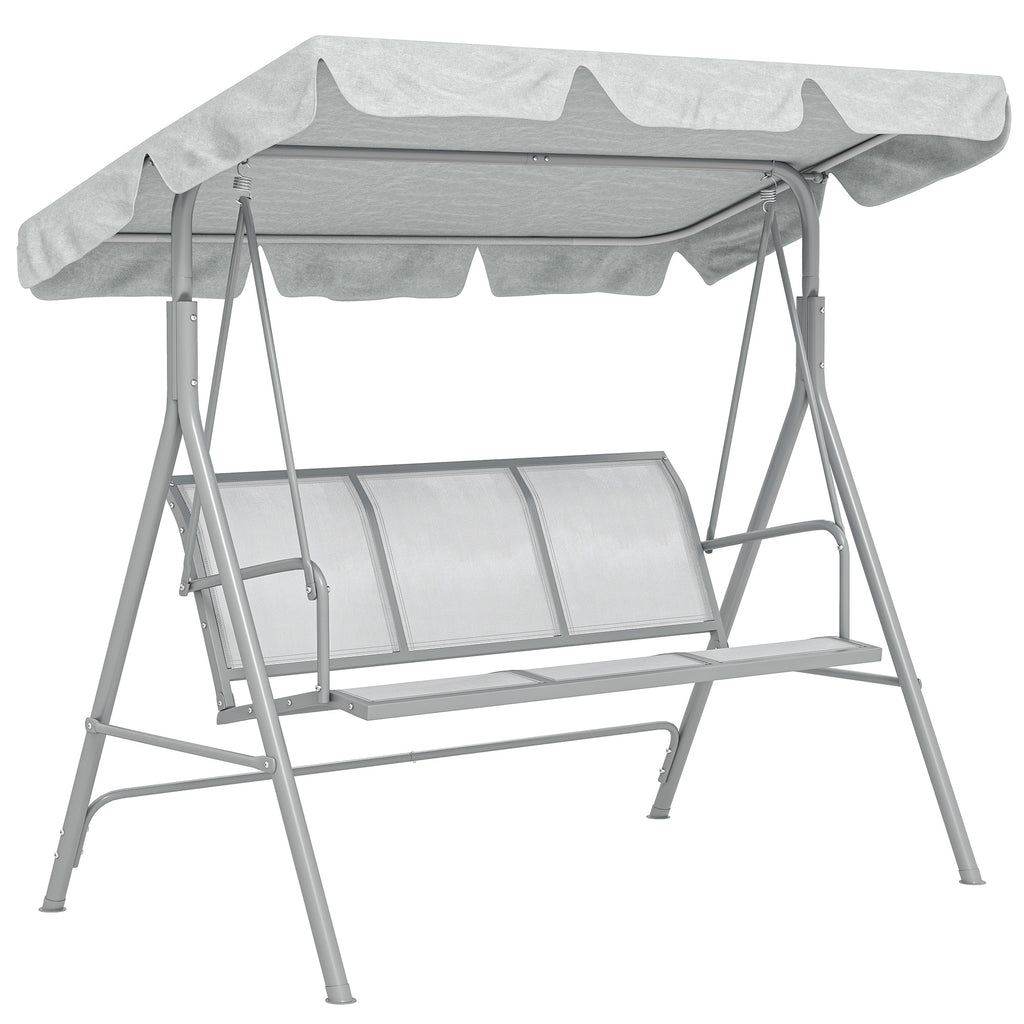 Outsunny 3-Seater Garden Swing with Removable Sun Canopy, 171x108x154 cm, Light Grey