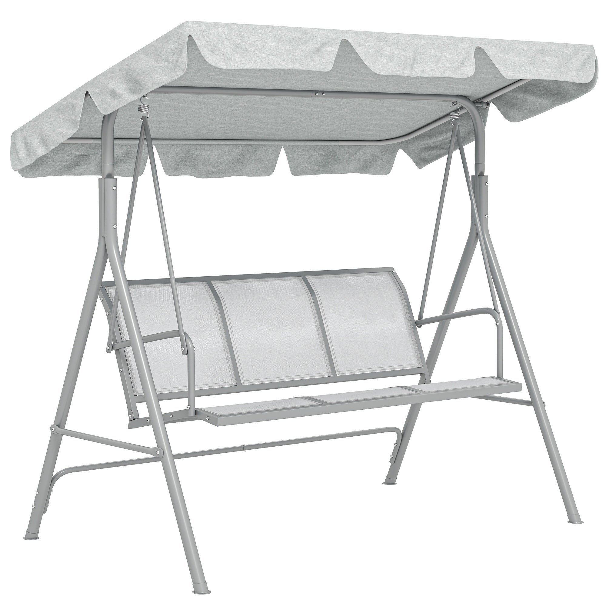 Outsunny 3-Seater Garden Swing with Removable Sun Canopy, 171x108x154 cm, Light Grey