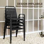 Outsunny Set of 4 Stackable Garden Chairs with High Backrest and Armrests, in PP and Steel, 56x66x91 cm, Black