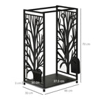 Fireplace Log Holder, Rustproof Steel, Indoor and Outdoor Log Holder with Elegant Design and 4 Tools, 46 x 30 x 70 cm, Black