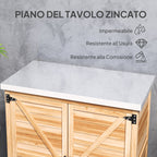 Outdoor Cabinet with Internal Shelf and Work Bench, in Wood and Galvanized Steel, 79x43x92 cm, Wood color
