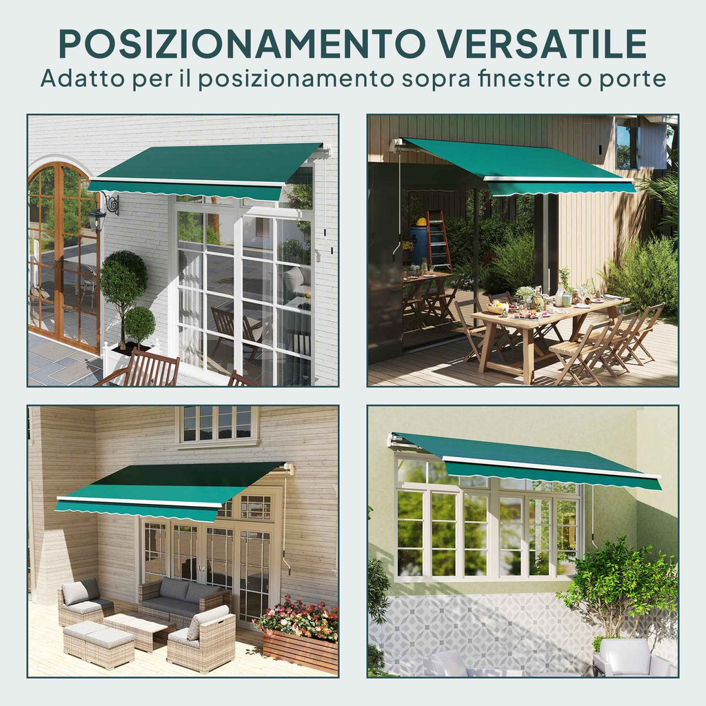 Outsunny Replacement Awning Cover for 3x2.5m Retractable Sun Shade Sail in Anti-UV 50+ Polyester, Green