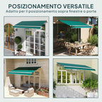 Outsunny Replacement Awning Cover for 3x2.5m Retractable Sun Shade Sail in Anti-UV 50+ Polyester, Green