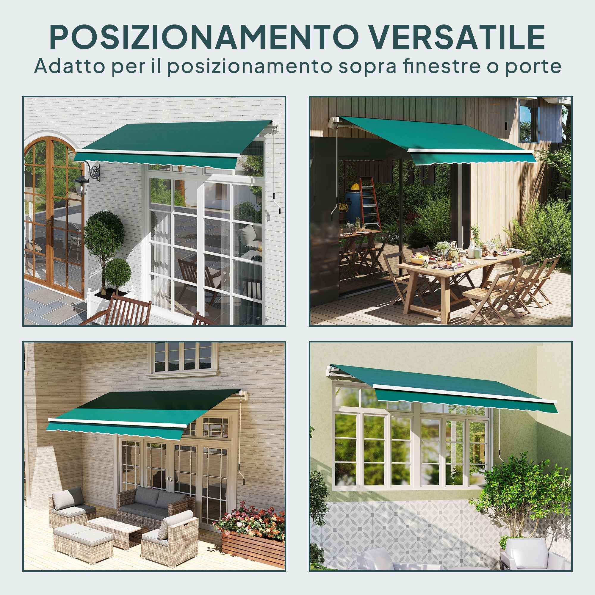 Outsunny Replacement Awning Cover for 3x2.5m Retractable Sun Shade Sail in Anti-UV 50+ Polyester, Green