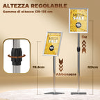 A3 Poster Display Easel with Adjustable Height and Inclination, Steel and Aluminium, Silver