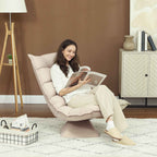 HOMCOM 360° Swivel Relaxing Chair with 5-Position Adjustable Backrest in Linen-Effect Fabric, Beige