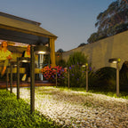 Set of 8 Solar-Powered Outdoor Spotlights with 3000K LED Lighting, in PP, PS and ABS, 12x10x46 cm, Black