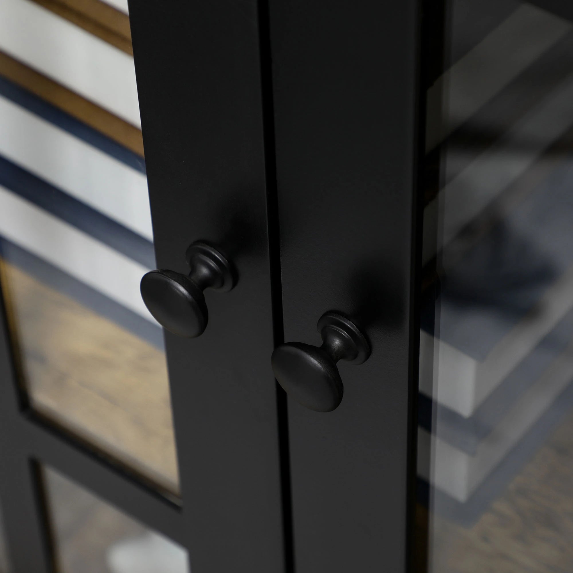 Modern 2-Door Glass and Wood Sideboard, 60x35x120cm, Brown