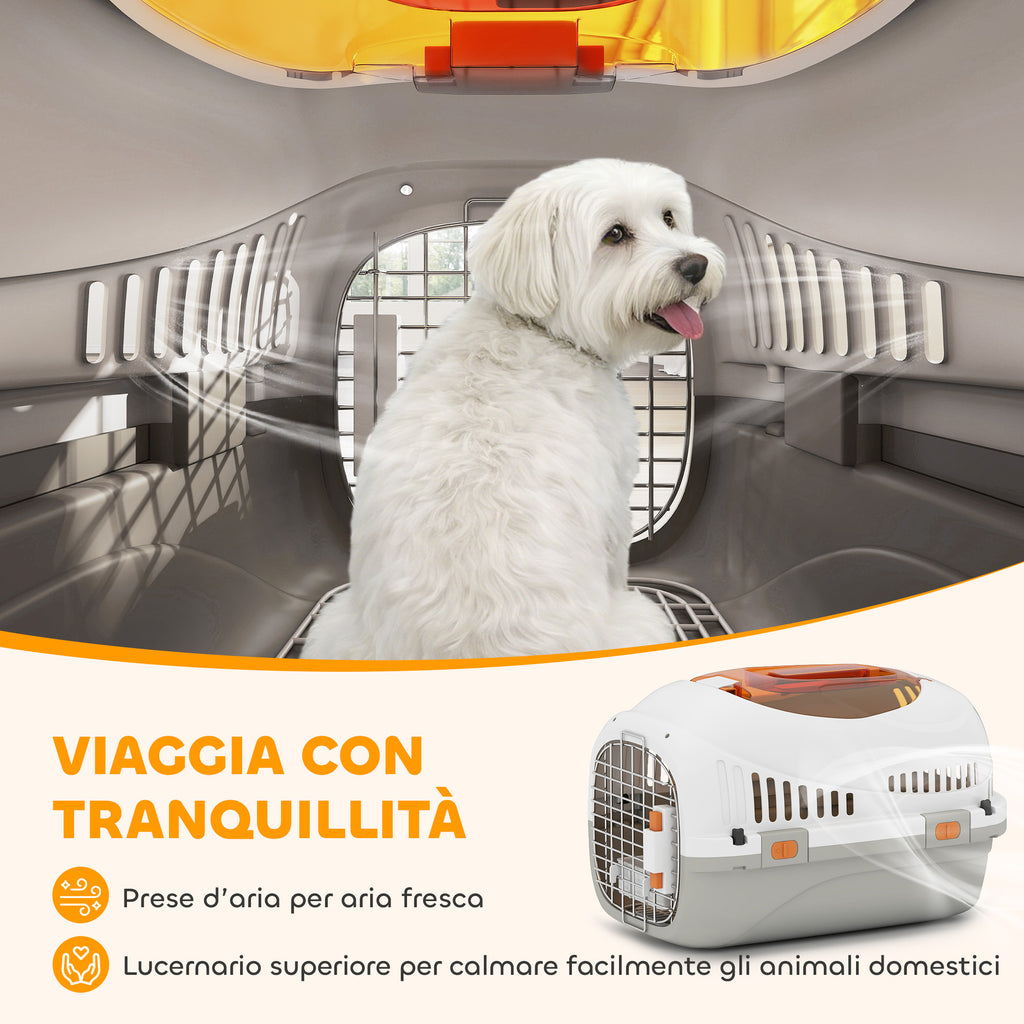 PawHut Pet Carrier for Cats and Small Dogs up to 4 kg in Plastic with Top Window, 49x32x31 cm, Grey