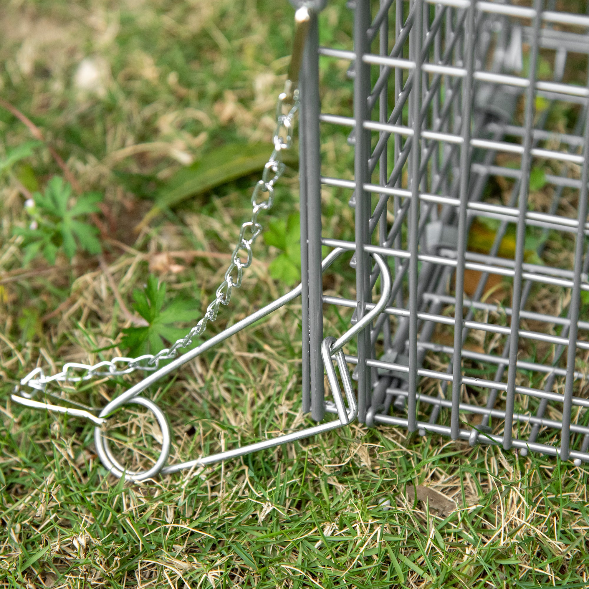 Foldable Steel Trap Cage for Live Animals, 81x26x34.5cm, Silver