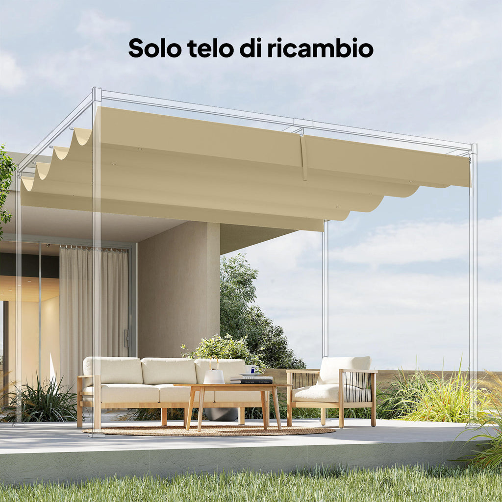 Outsunny Outdoor Pergola Cover Anti-UV in Beige Polyester with 8 Drainage Holes, 392x350 cm