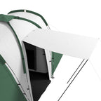 Camping Tent 4-6 People with 2 Rooms, in Polyester and Fiberglass, 555x225x190 cm, Gray and Green