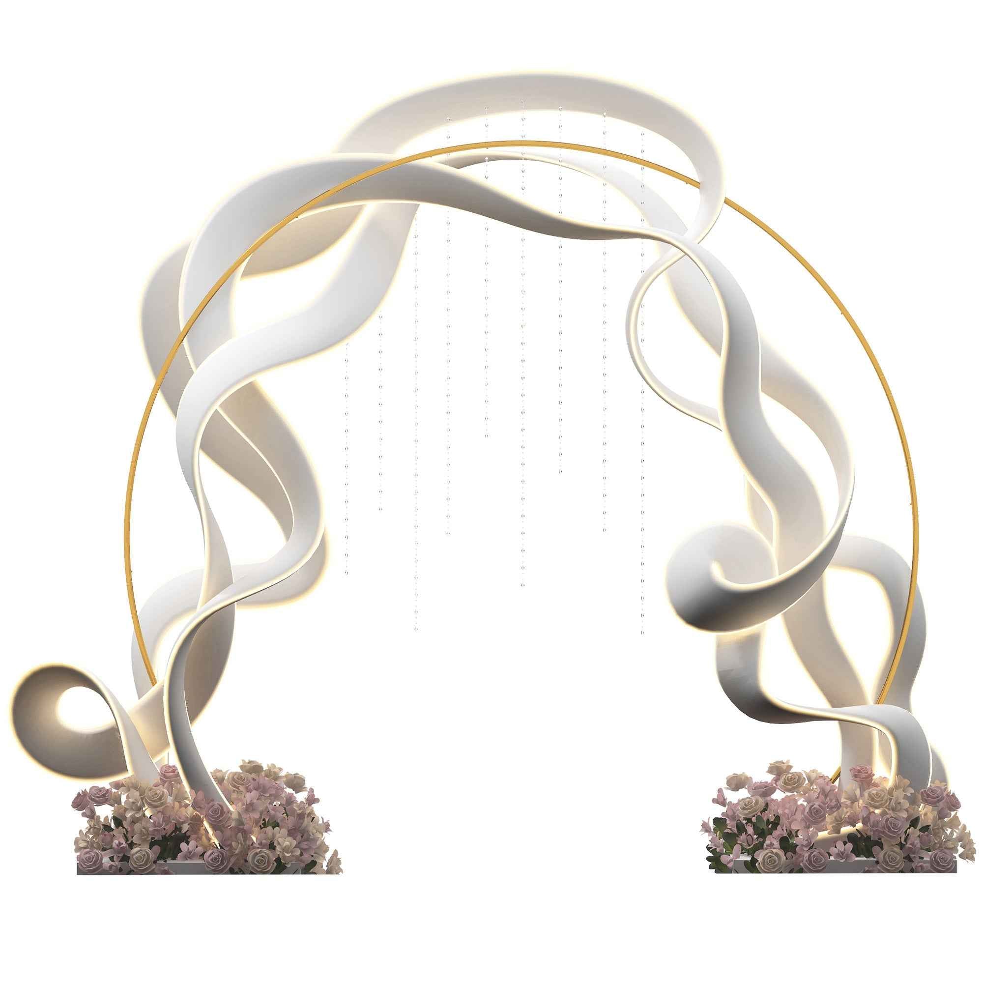 Outsunny Steel Garden Arch, Wedding Arch for Balloons and Climbing Plants for Ceremonies, Birthdays and Events, Gold