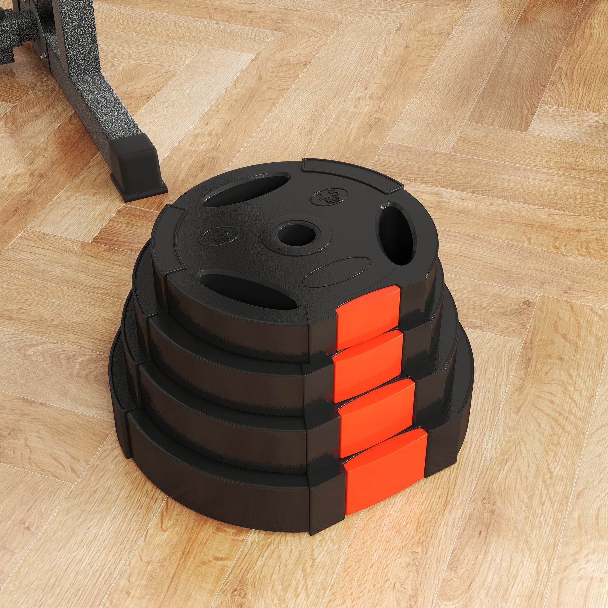 SPORTNOW Weight Kit with 2 10 kg Discs and 2 5 kg Discs in Polypropylene and Sand, Ø34x6 cm and Ø27x4.5 cm, Black