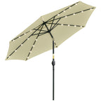 Outsunny Ø265cm Tilting Garden Umbrella with 32 Solar LED Lights and Crank Handle, Beige