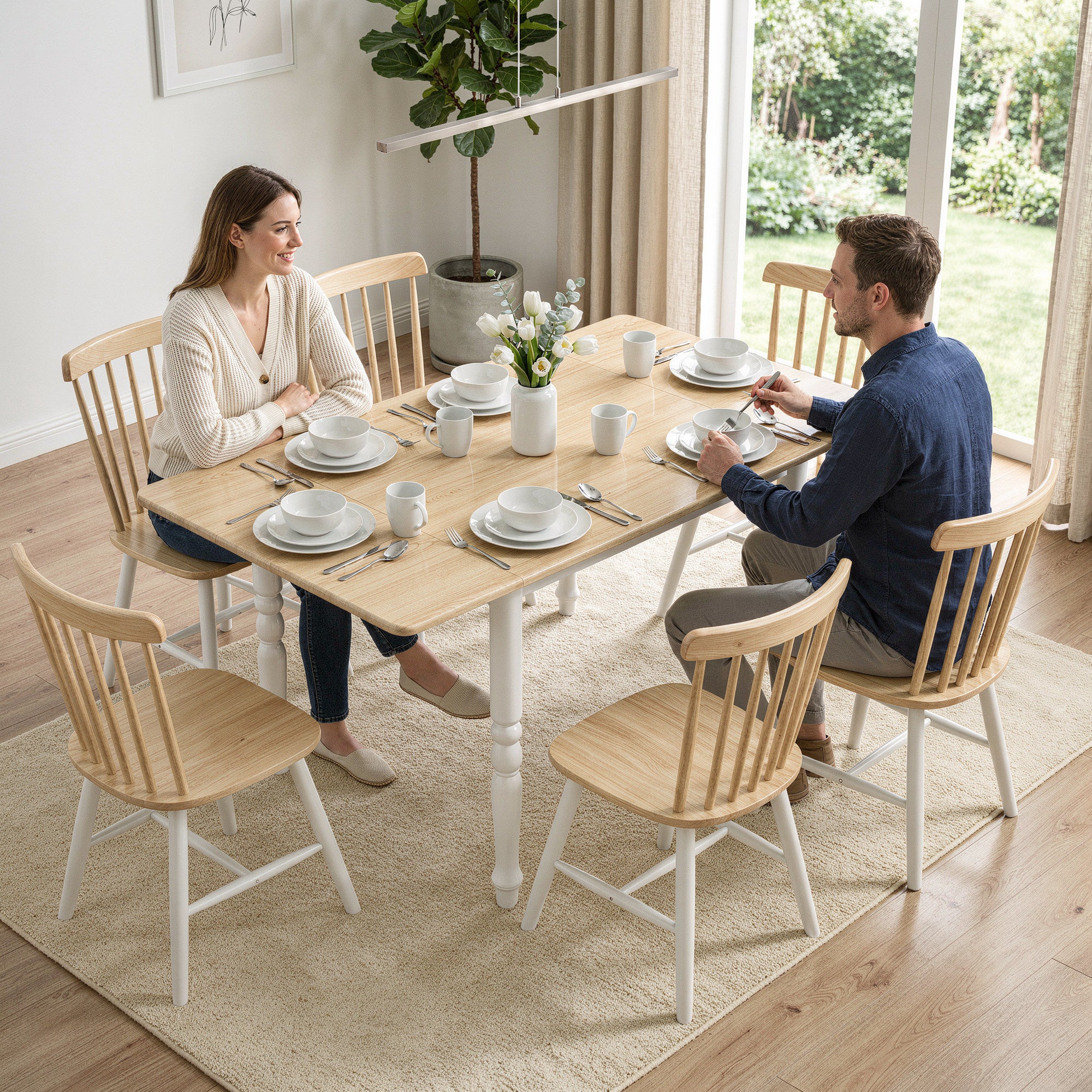 HOMCOM Folding Table for 2-6 People, Wood Effect Drop-Leaf Top, Natural Finish