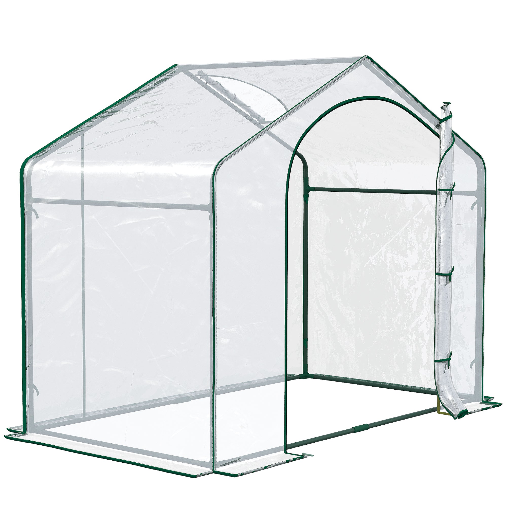 Outsunny Outdoor Greenhouse with Zip Entry and Top Air Vent, in Plastic and Steel, 180x100x152 cm, Transparent