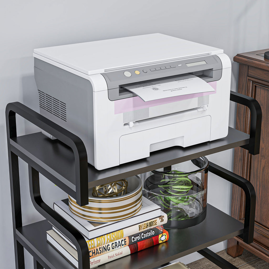 HOMCOM 3-Tier Industrial Printer Stand, Metal and Chipboard, 55x40x77 cm, Black