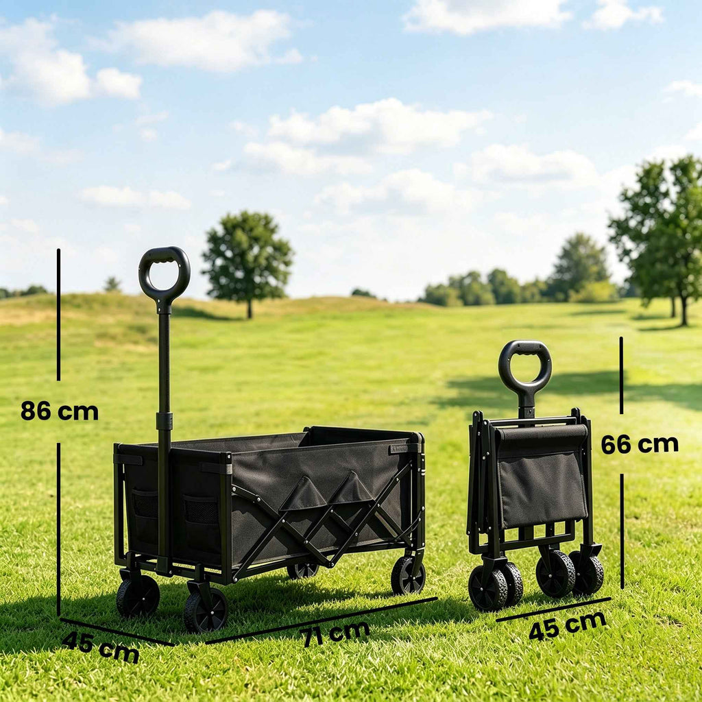 Outsunny 60L Folding Garden Cart with Wheels and Opening Side, Black