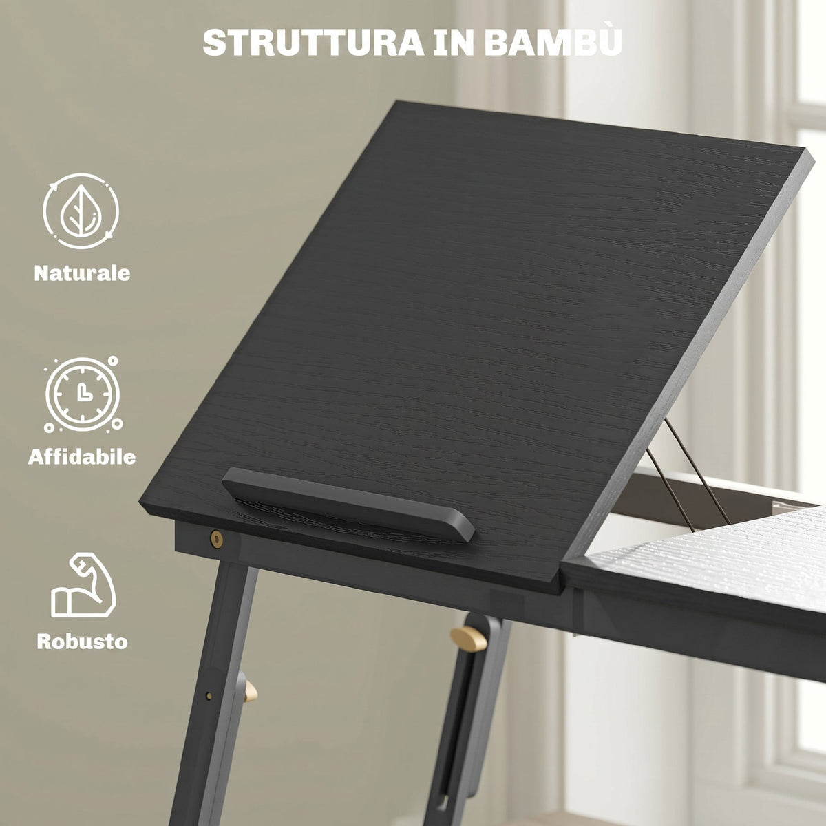 HOMCOM Tilting and Adjustable Monitor Stand with Side Drawer, Wooden, 83.5x33x23.5-34 cm, Black