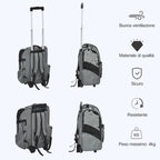 2-in-1 Pet Carrier Backpack for Dogs and Cats with Side Pockets, Telescopic Handle and Wheels, 42x25x55cm, Grey