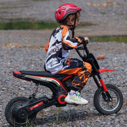 Electric Motorcycle for Children with Manual Throttle, 2 Speeds 8-16km/h, Age 8-12 Years, Red