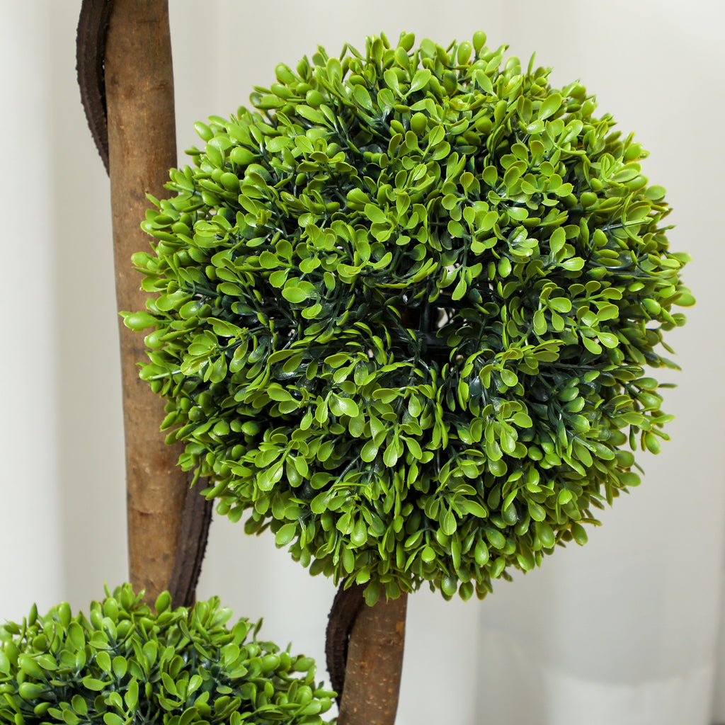 HOMCOM Set of 2 Artificial Boxwood Plants with 3 Balls, with Pot and Reinforced Bottom, Height 90 cm, for Indoor and Outdoor Use
