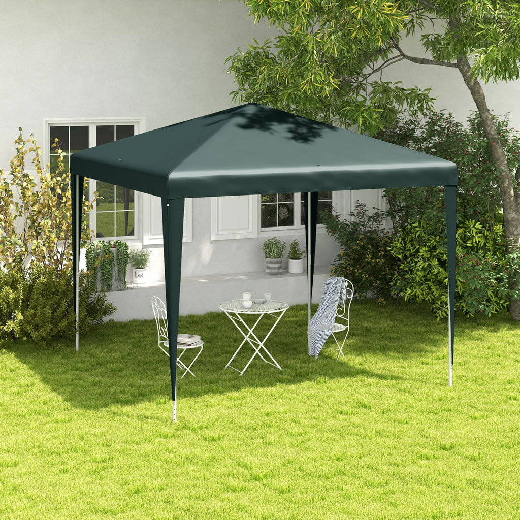 Outsunny Garden Gazebo 2.7x2.7 m with Pegs and Ropes, Steel Frame and PE Coating, Dark Green