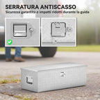 43L Aluminum Tool Box with Lock, 2 Keys and Side Handle, 76.2x33x24.4 cm, Silver