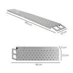 Folding Non-Slip Motorcycle Loading Ramp with Safety Strap, Steel, Silver