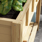 Outsunny Raised Wooden Planter with Bottom Shelf, Divider, Drainage Holes, 115x46x75 cm, Wood Color