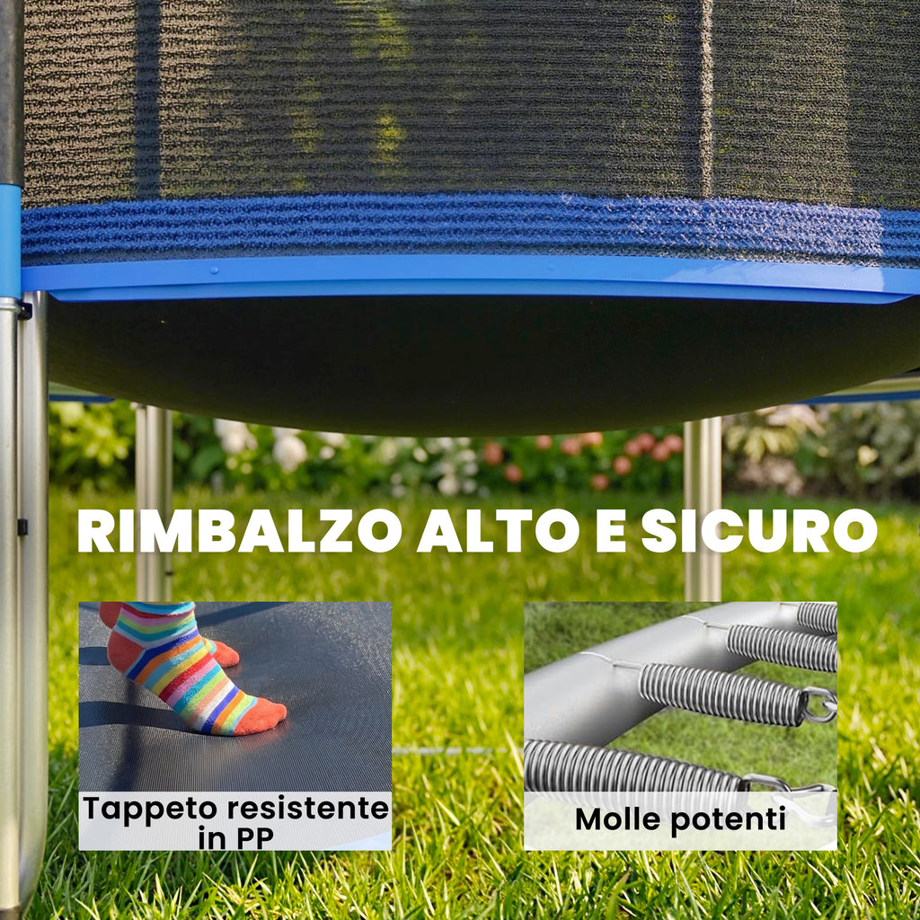 SPORTNOW 305cm Trampoline with Safety Net and Ladder for Outdoor Use
