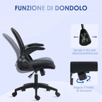 Ergonomic Office Chair with Mesh Backrest and Adjustable Height, 65.5x61.5x88-97.5cm, Black - Borgè