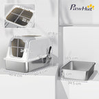 2-Bay Enclosed Cat Litter Box with Deodorizer and Scoop, 60.4 x 40.4 x 41.8 cm, White and Grey