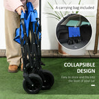Outsunny garden trolley 110L with telescopic handle and 15l thermal bag in steel and fabric, blue - Borgè