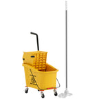 Professional 36L Mop Bucket with Mop, Wringer, Wheels and Handle, 55x37x65 cm, Yellow