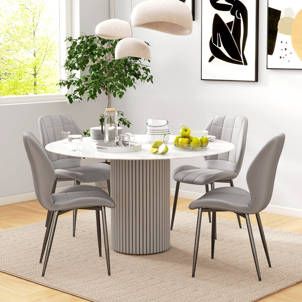 HOMCOM Set of 4 Modern Dining Chairs for Kitchen and Living Room with Flannel Upholstery, Gray - Borgè