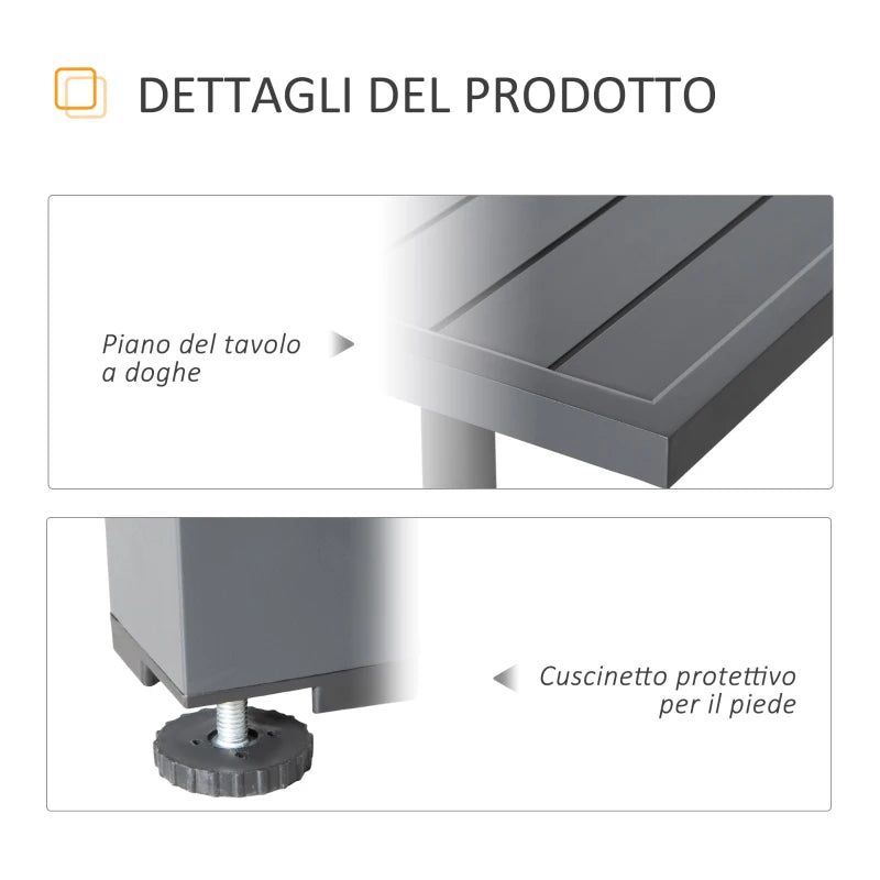 Extendable Garden Table for 8-10 People, Aluminum, 135-270x90x75cm, Grey - Borge' Group Limited