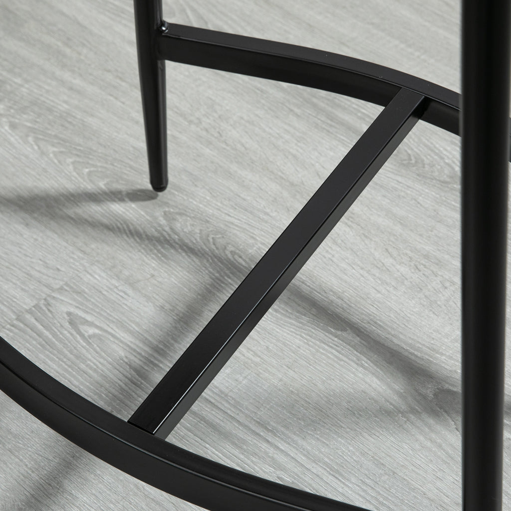 Set of 2 Industrial Style Bar Stools with Footrest, Faux Leather, 48.5 x 38.5 x 68.5 cm, Black and Brown