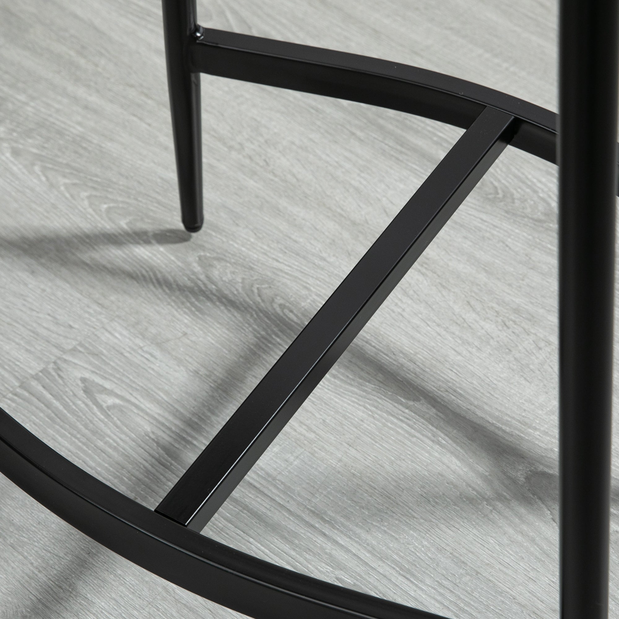 Set of 2 Industrial Style Bar Stools with Footrest, Faux Leather, 48.5 x 38.5 x 68.5 cm, Black and Brown